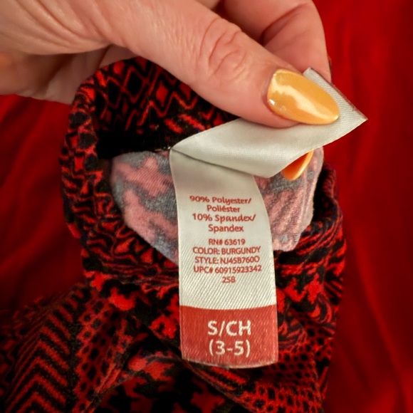 Faded Glory Red Graphic Long Sleeve and No Boundaries printed leggings. - Picture 4 of 9